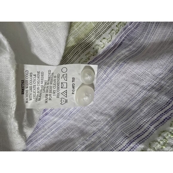 Cubavera Large Shirt White Striped Linen Button Up Short Sleeve Beach Mens - Picture 4 of 5